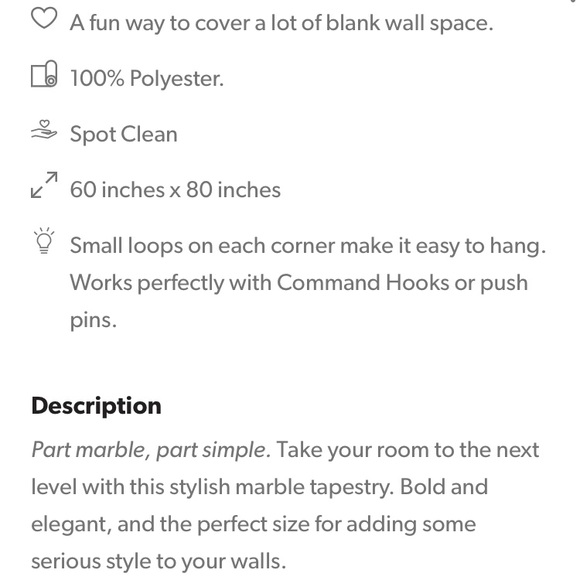 Pink White Black Marble Dormify Tapestry - Picture 2 of 3